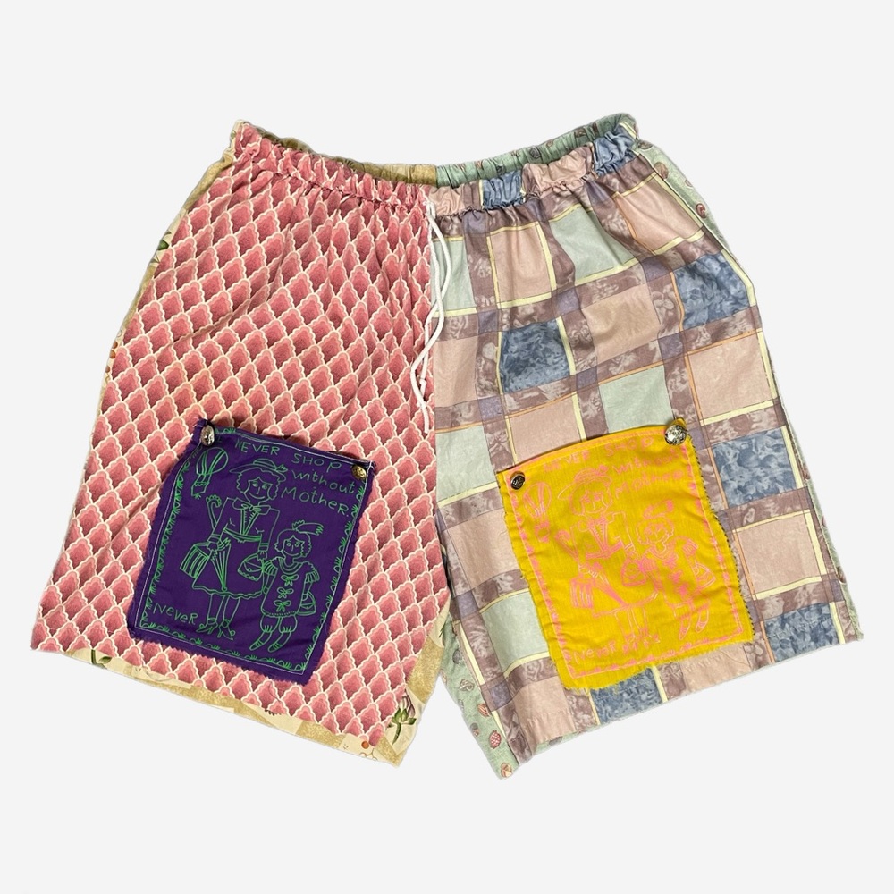 Handmade Vintage Fabric Shell Patchwork High Wais… - image 7